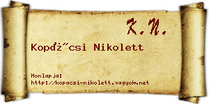 Kopácsi Nikolett névjegykártya